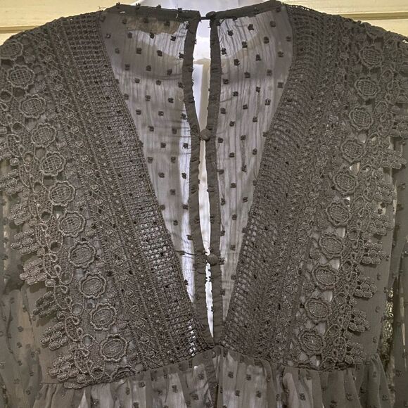 Y2K Sheer Lace Empire Waist Top Size Small Victorian Whimsigoth Fairy Croquette - Picture 6 of 13